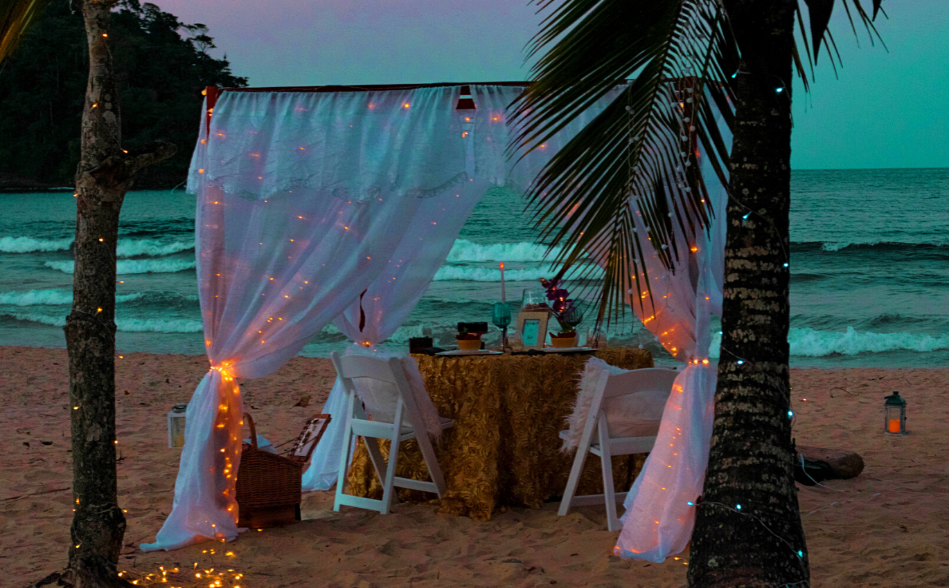 Dinner on the beach in the Caribbean