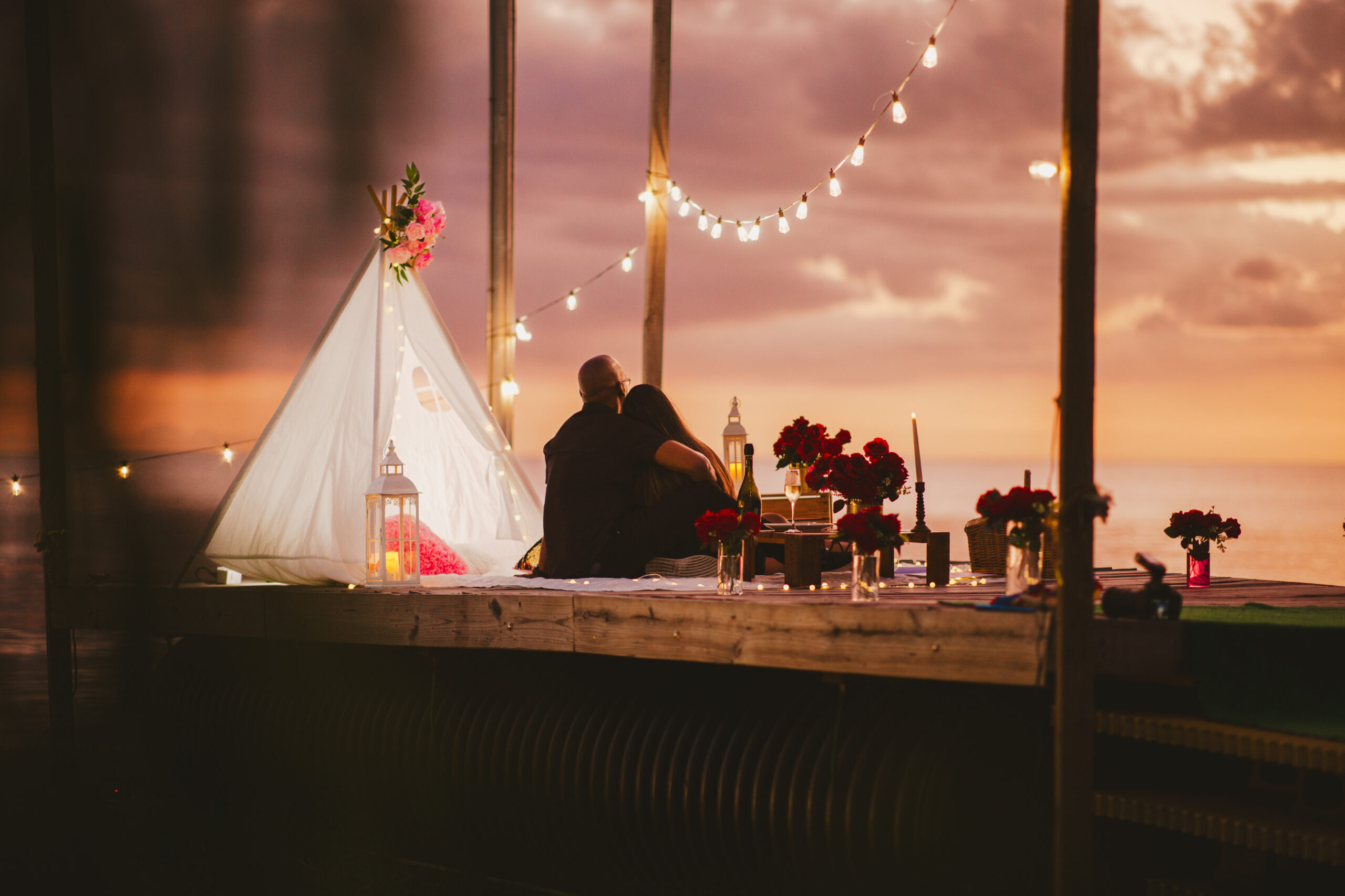 Romantic picnic looking at sunset in Trinidad 