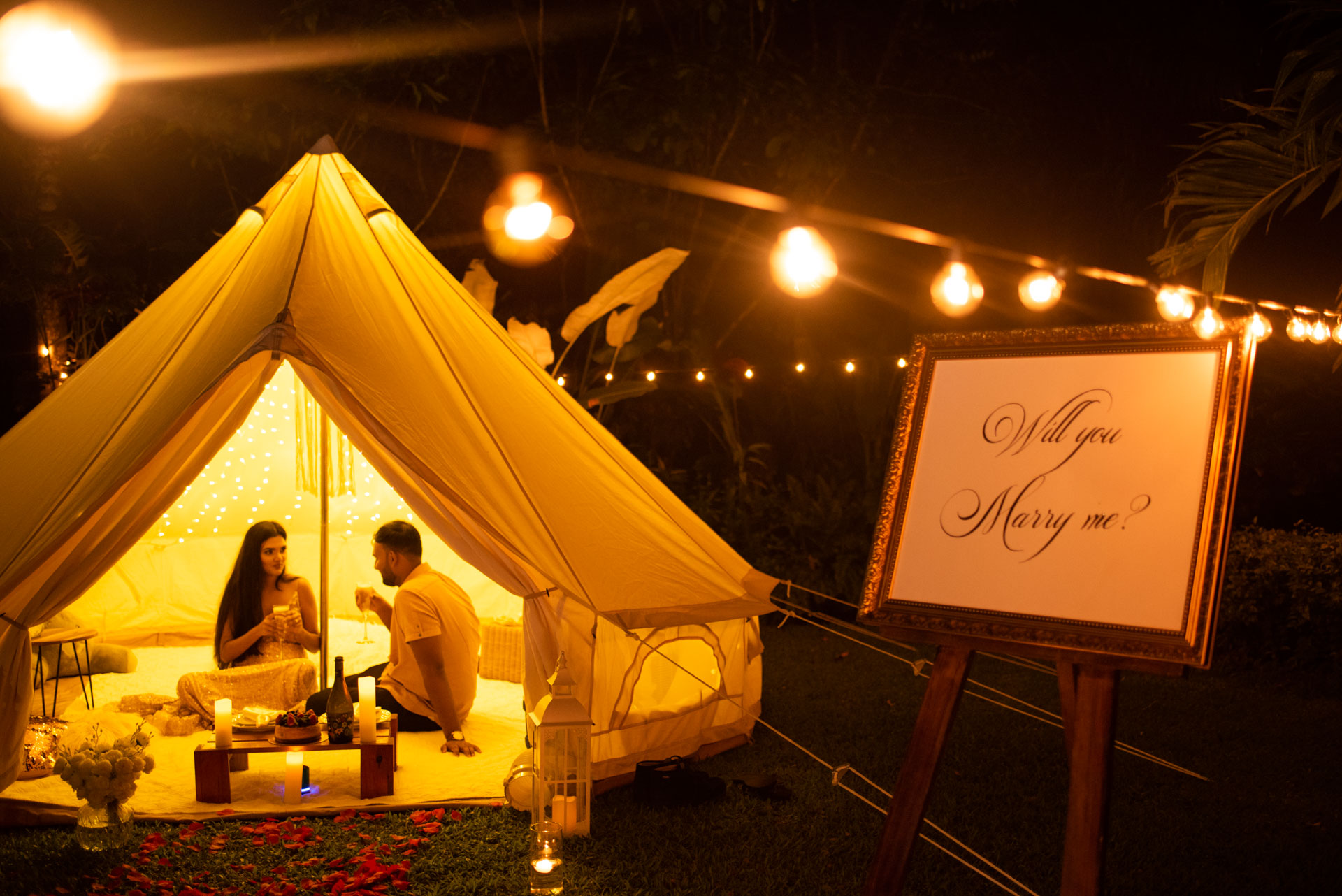 Questions for Couples Couple chatting in Bell tent Picnic