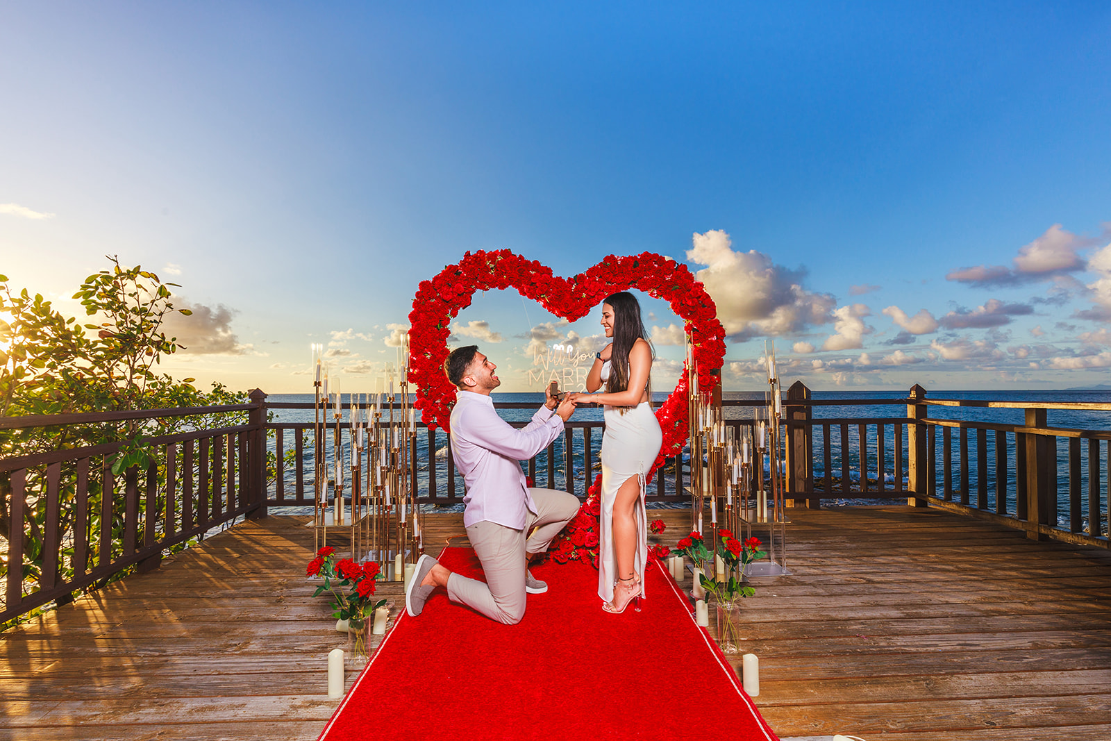 Red Heart Arch Proposal in St. Lucia, Cap Maison Hotel